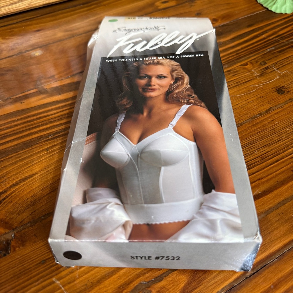 Exquisite Form Ful-ly Longline Bra Womens 40C White New Vintage Style 7532